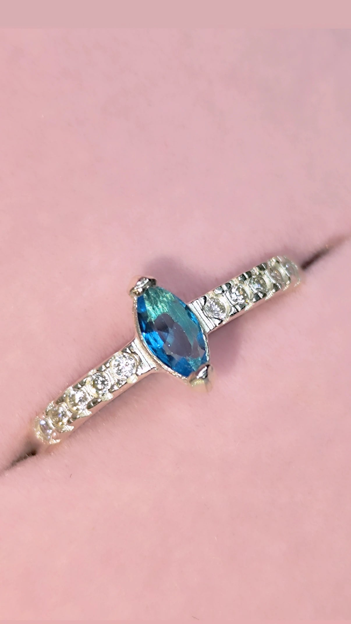 Anillo Zirconia Azul Plata Ley 925