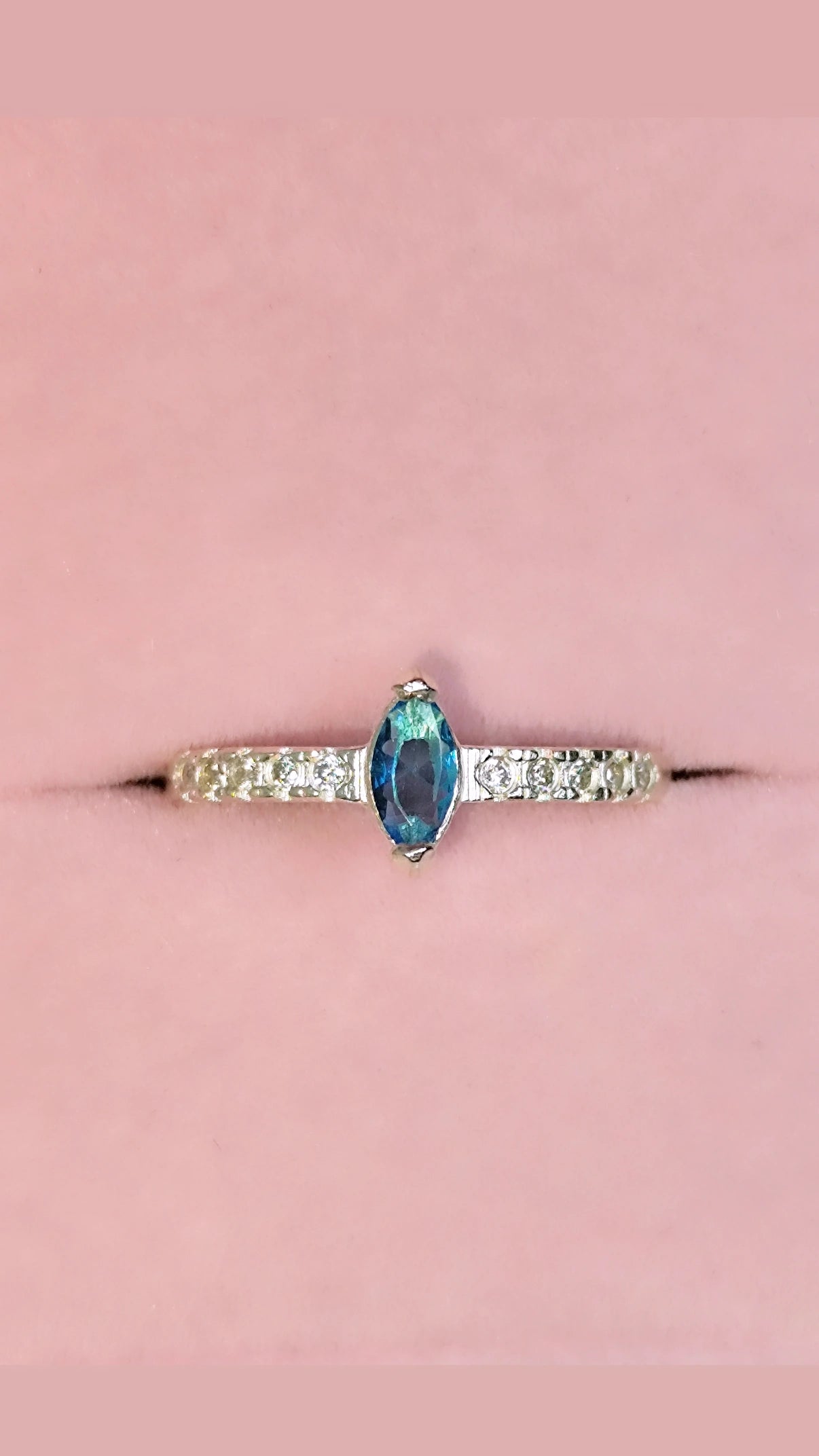 Anillo Zirconia Azul Plata Ley 925