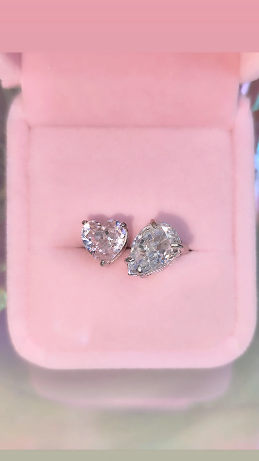 Anillo Corazón Cristales Plata Ley 925