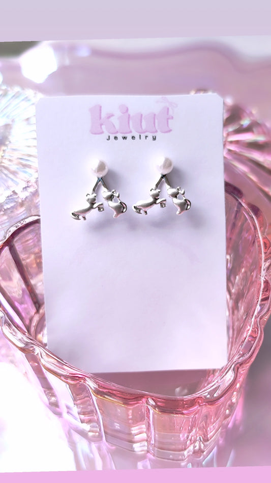 Aretes Gatitos Fiesteros 2 en 1