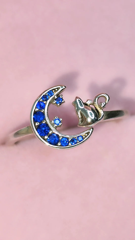 Anillo Gato Lunar Plata 925