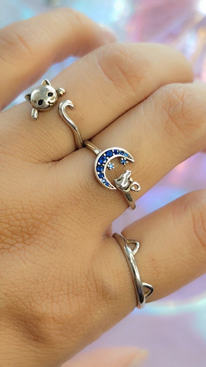 Anillo Gato Lunar Plata 925