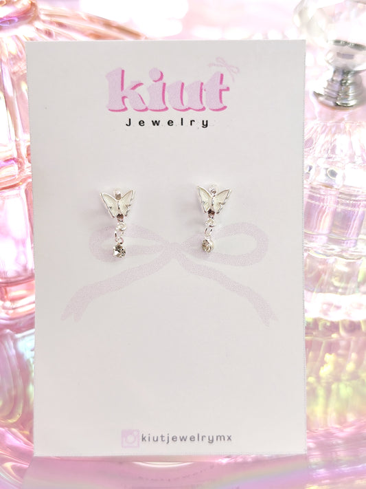 Aretes Mariposa White