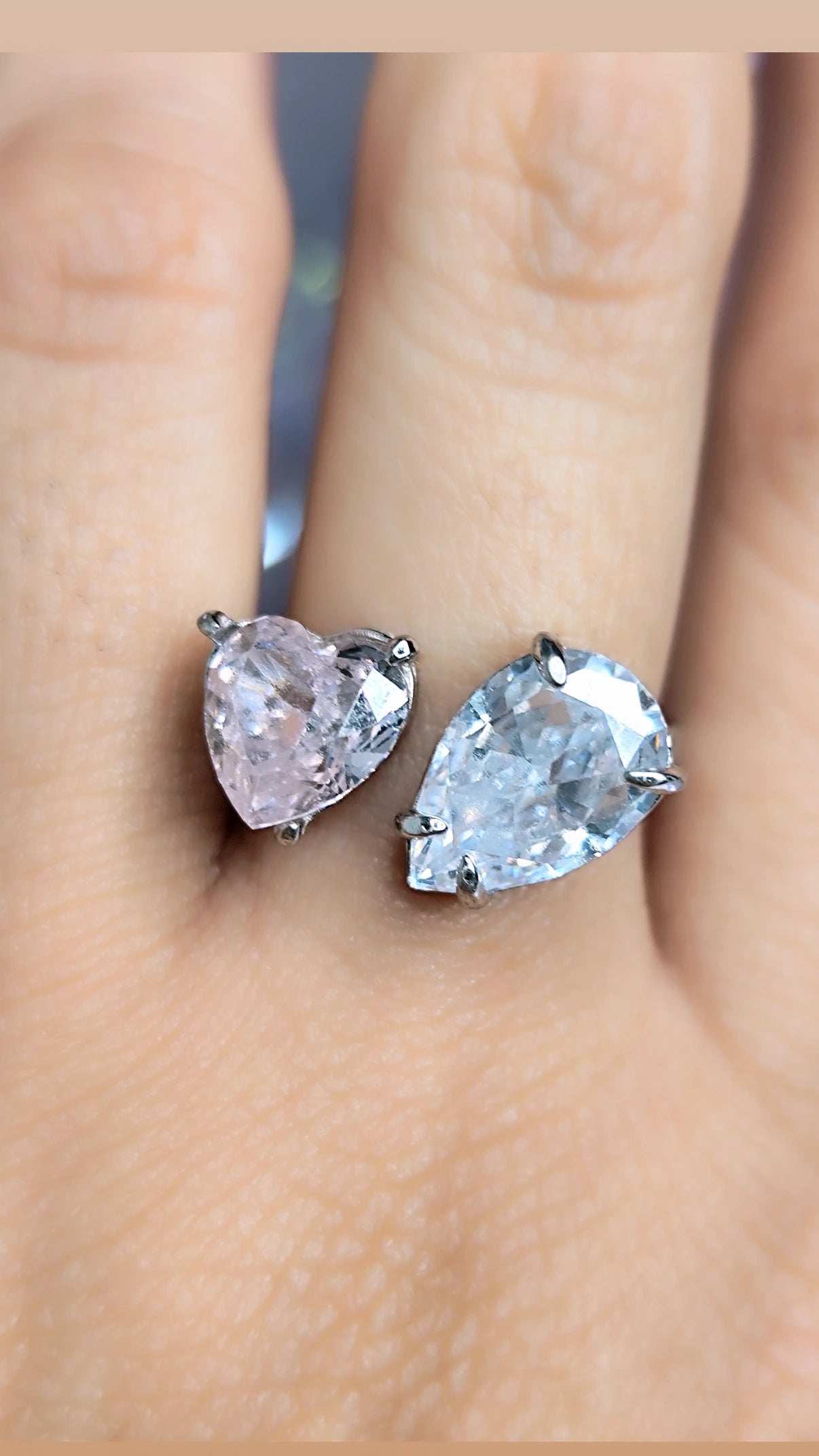 Anillo Corazón Cristales Plata Ley 925