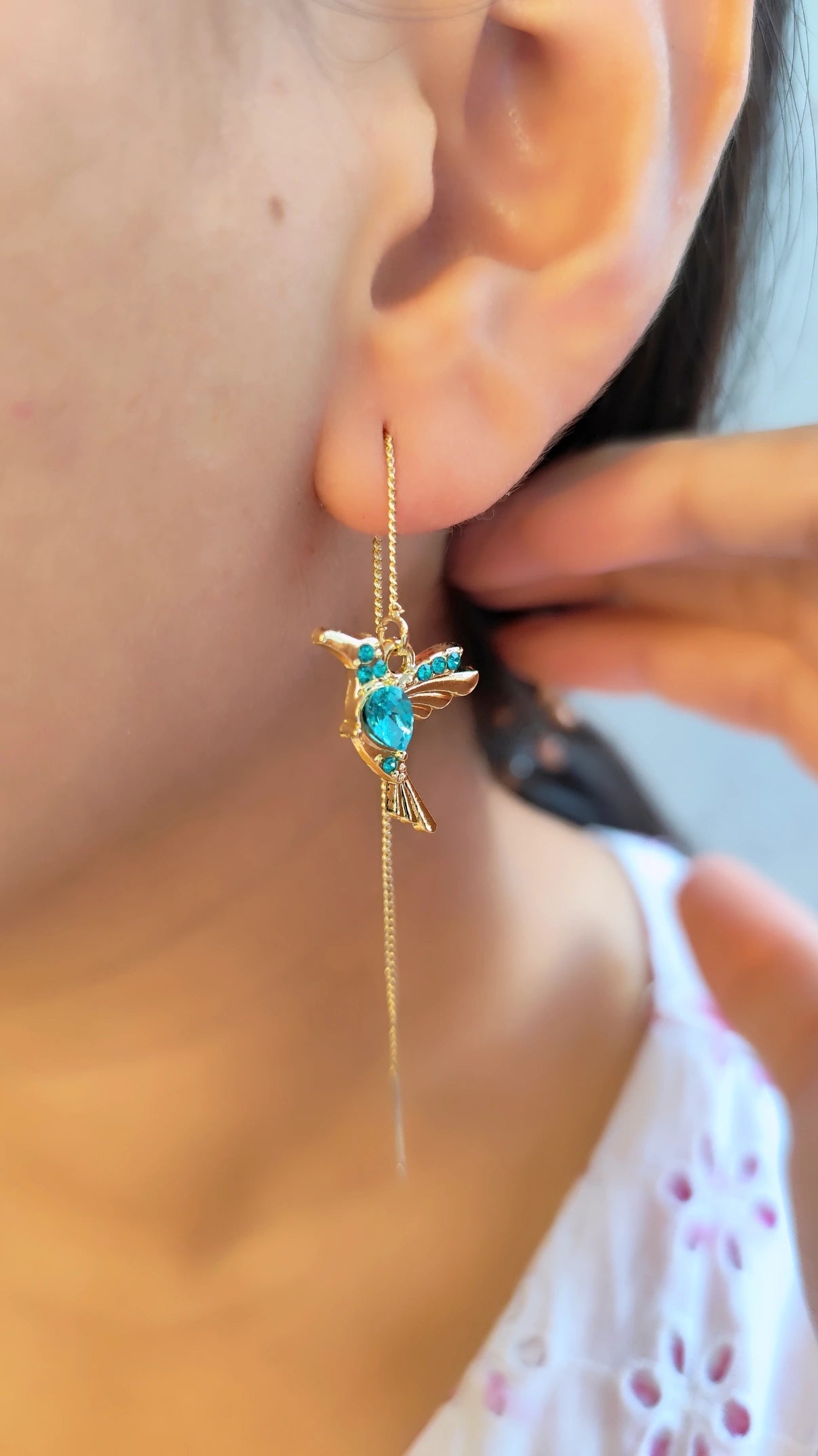 Aretes de Colibrí Azul